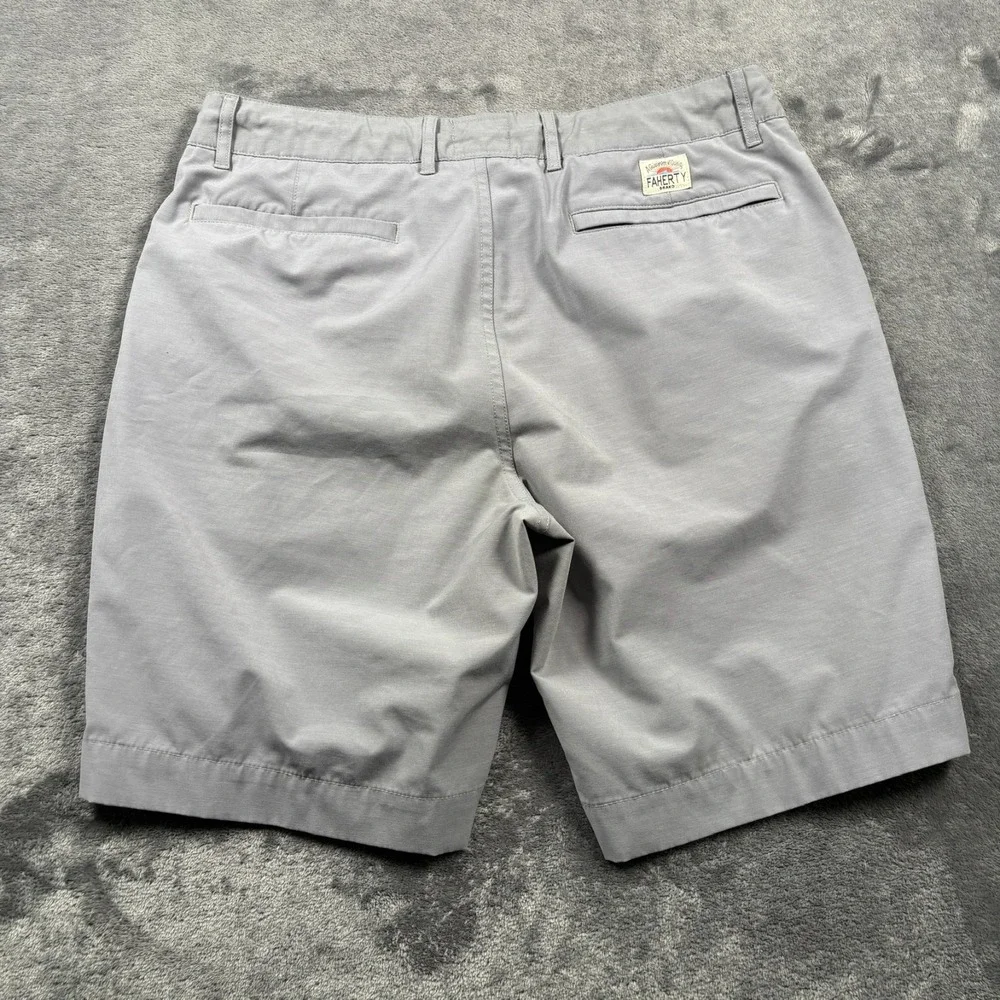 Faherty All Day Shorts Mens 33 Gray Drawstring Casual Tech Performance Preppy